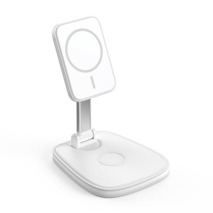 Portable Folding Magnetic Wireless Charger Stand - Dual Charging Dock for Smartphones