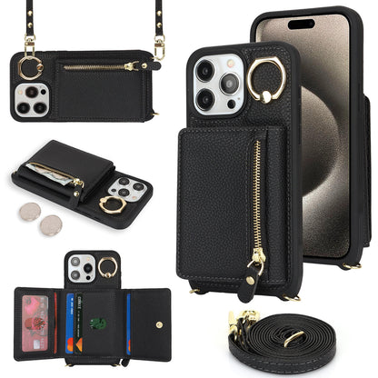Multifunctional Zipper Coin Purse Phone Case - Crossbody Wallet Case with Card Slots for iPhone
