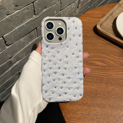 Business Ostrich Texture Leather iPhone Case - Anti-Drop Shockproof Half-Pack Shell