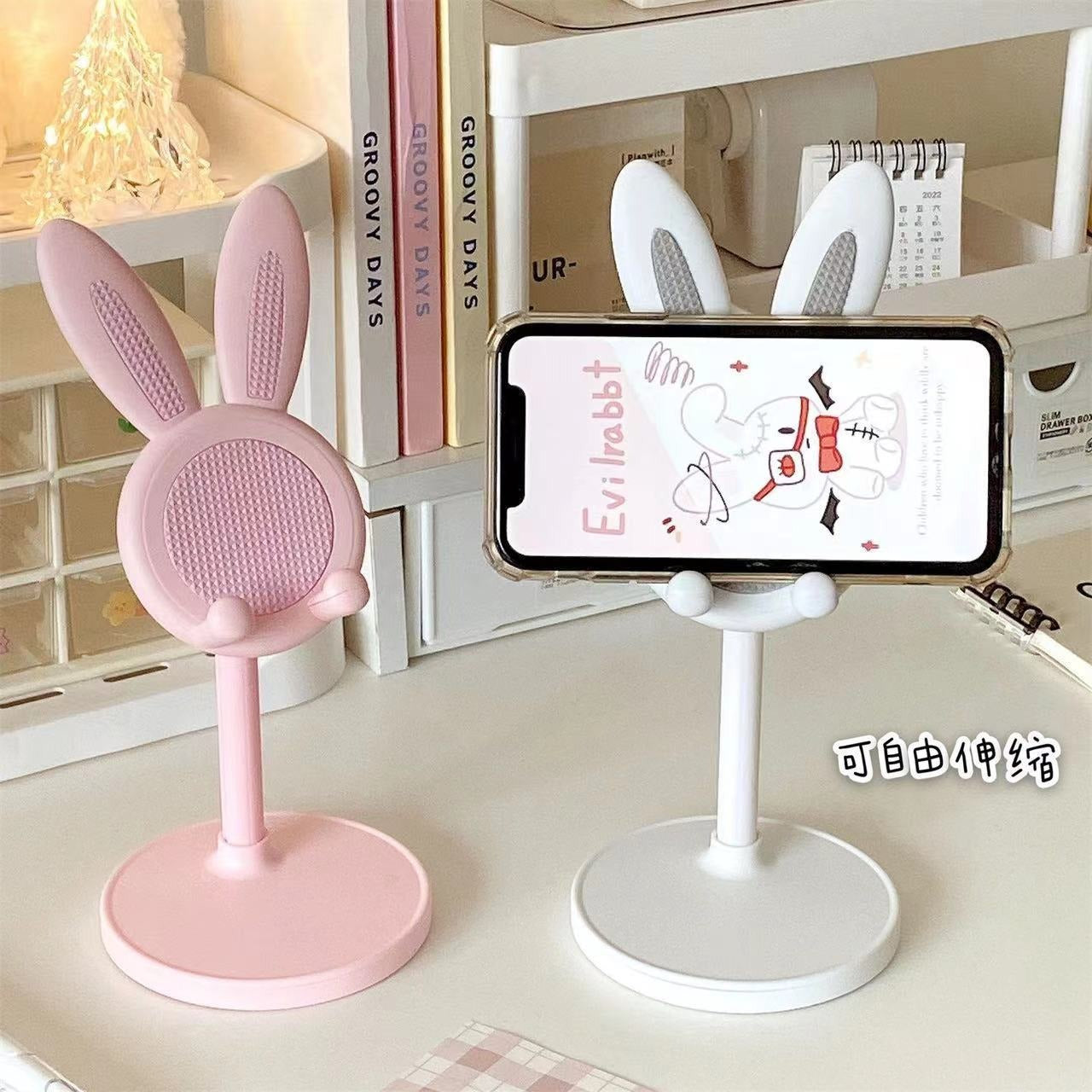 Cute Bunny Rabbit Desktop Phone Stand - Adjustable Height Mobile & Tablet Holder