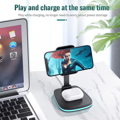 Portable Folding Magnetic Wireless Charger Stand - Dual Charging Dock for Smartphones