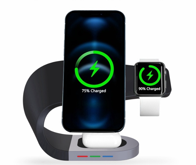 3-in-1 Magnetic Wireless Charging Station Stand for iPhone, Apple Watch & AirPods