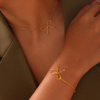 Dainty Titanium Steel Bow Knot Bracelet for Women