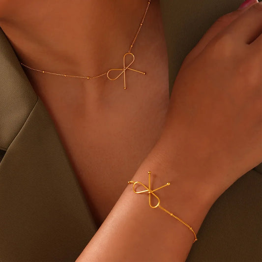 Dainty Titanium Steel Bow Knot Bracelet for Women