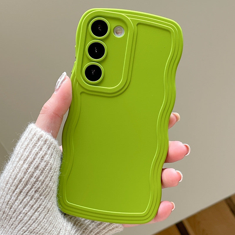 Liquid Silicone Wavy Phone Case - Cute Curly Edge Protective Cover for Samsung Galaxy S24, S22, A73, A52, A34 & A05