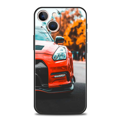 Japanese Blue & Red JDM Sports Car Phone Case - Car Enthusiast Protective Cover for iPhone 15
