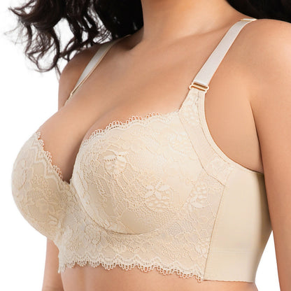 Anti-Sagging Lace Underwire Bra with Side Support for Large Bust