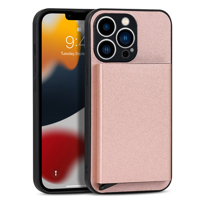 Aluminum Alloy Sliding Card Holder Wallet Case for iPhone 14 Pro Max 13 12 11 - Metal Back Cover