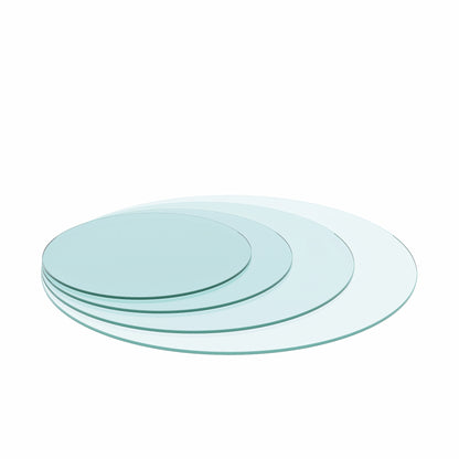 36" Round Tempered Glass Coffee Table with Wood Base