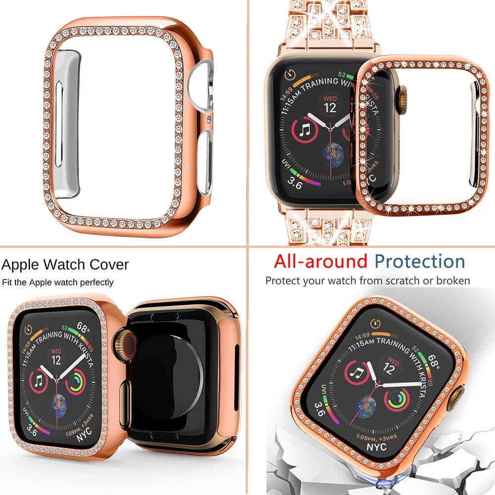 Women's Bling Rhinestone Band for iWatch Series 8 7 6 SE 5 3 - Elegant Metal Bracelet 40mm 41mm 44mm 45mm