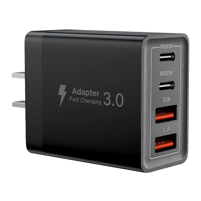40W 4-Port USB Fast Charger Wall Adapter - Dual PD 20W Type C & Dual USB Quick Charging Plug