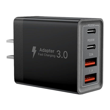 40W 4-Port USB Fast Charger Wall Adapter - Dual PD 20W Type C & Dual USB Quick Charging Plug