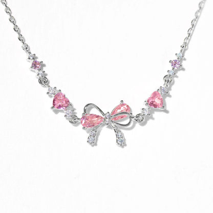 Ins Style Cute Pink Zircon Butterfly Charm Bracelet Set for Women
