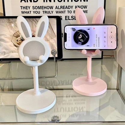 Cute Bunny Rabbit Desktop Phone Stand - Adjustable Height Mobile & Tablet Holder