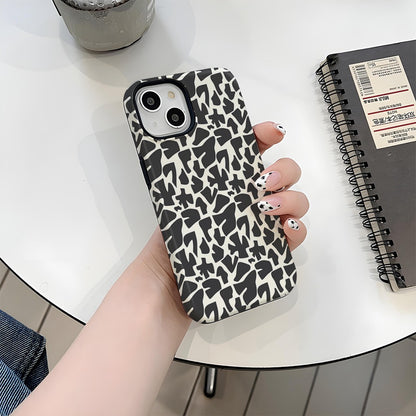 Black Abstract Cracked Marble Pattern Hard Phone Case for iPhone 16 15 14 13 Series