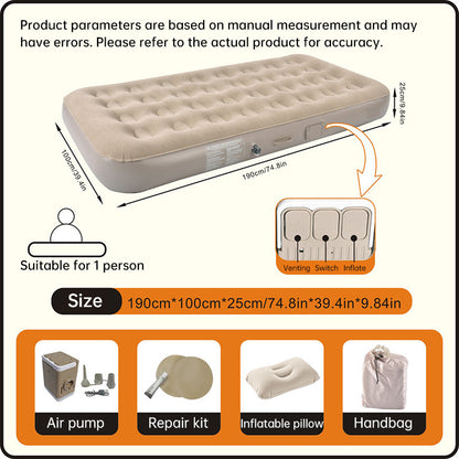 One-Touch Self-Inflating Air Mattress with Built-in Pump - Portable Camping Air Bed