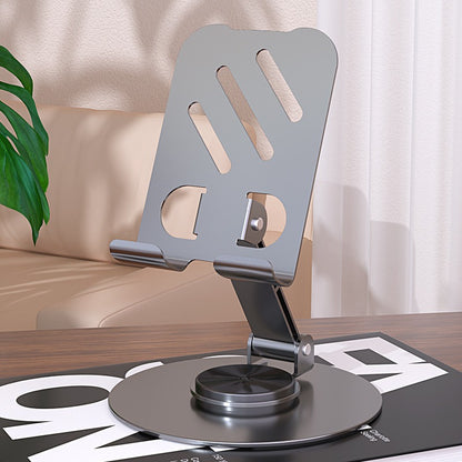 360 Rotating Aluminum Alloy Desktop Phone Stand - Foldable Metal Stand Holder for Smartphones & Tablets