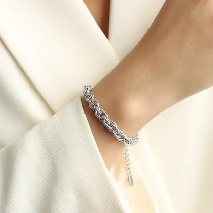 Elegant Titanium Steel Thick Chain Link Bracelet for Women
