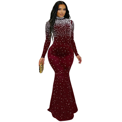Sexy Black Mesh Rhinestone Mini Dress – Sparkling Long Sleeve Bodycon Party Outfit for Women