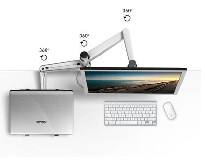 Dual Monitor and Laptop Stand Arm - Aluminum Alloy Double-Section Mount for Desktop Screens and Notebooks