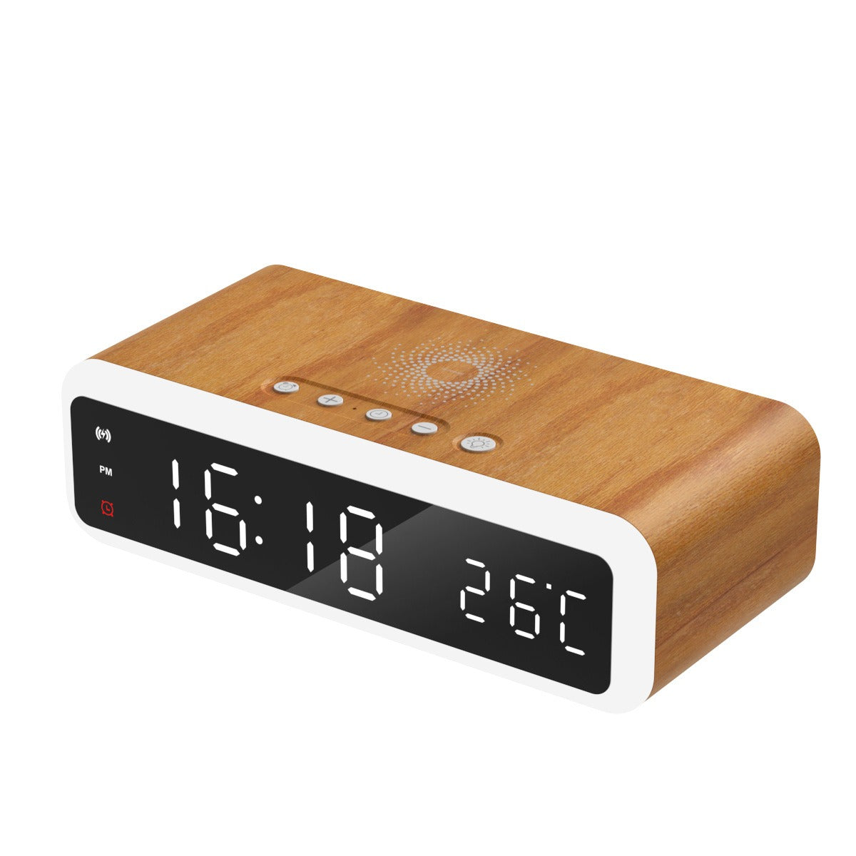 15W Fast Wireless Charging Station - Multifunctional Digital Alarm Clock with Temperature Display