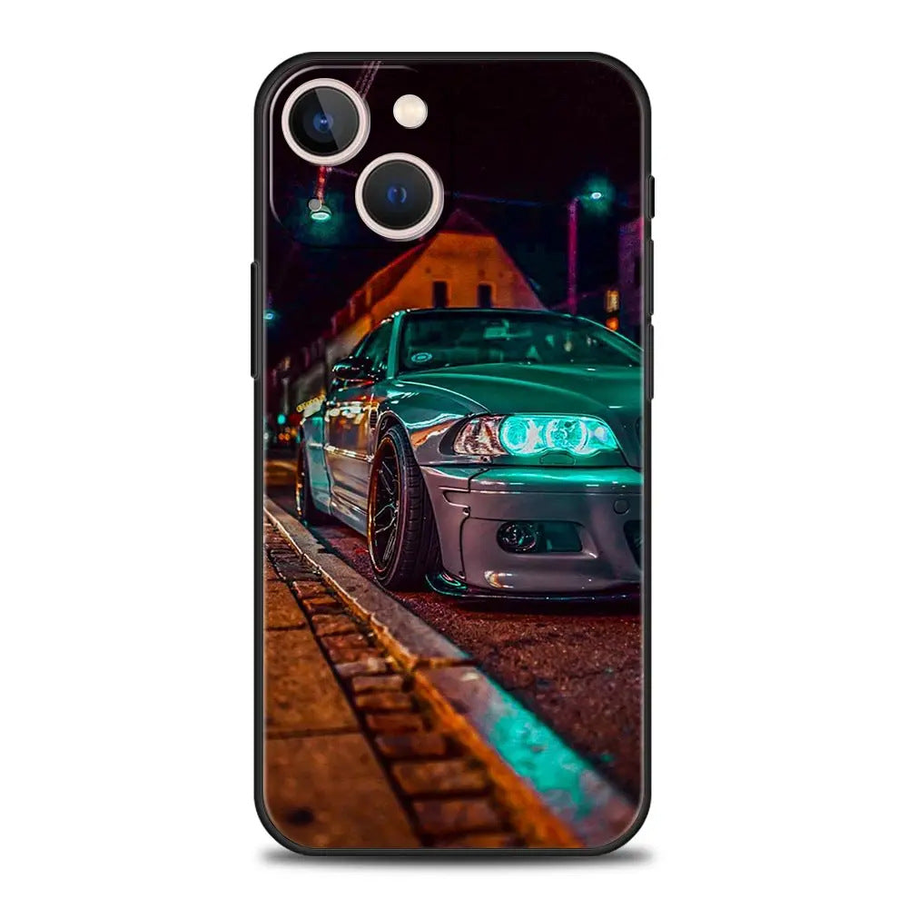 Japanese Blue & Red JDM Sports Car Phone Case - Car Enthusiast Protective Cover for iPhone 15