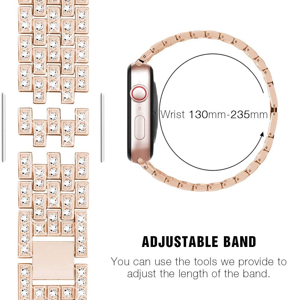 Women's Bling Rhinestone Band for iWatch Series 8 7 6 SE 5 3 - Elegant Metal Bracelet 40mm 41mm 44mm 45mm