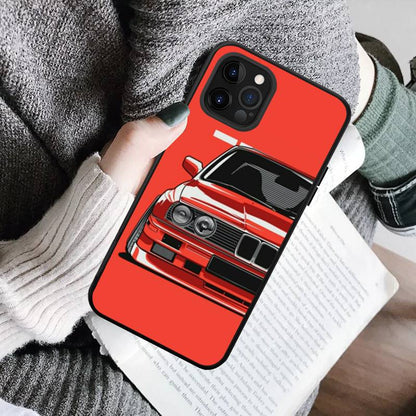 JDM Anime Sports Car Phone Case - Illustrated Racing Car Cover for iPhone 15 Series
