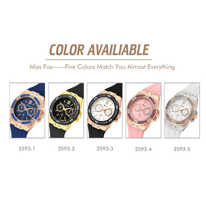 Elegant Ladies Diamond Quartz Wristwatch with Blue Rubber Band