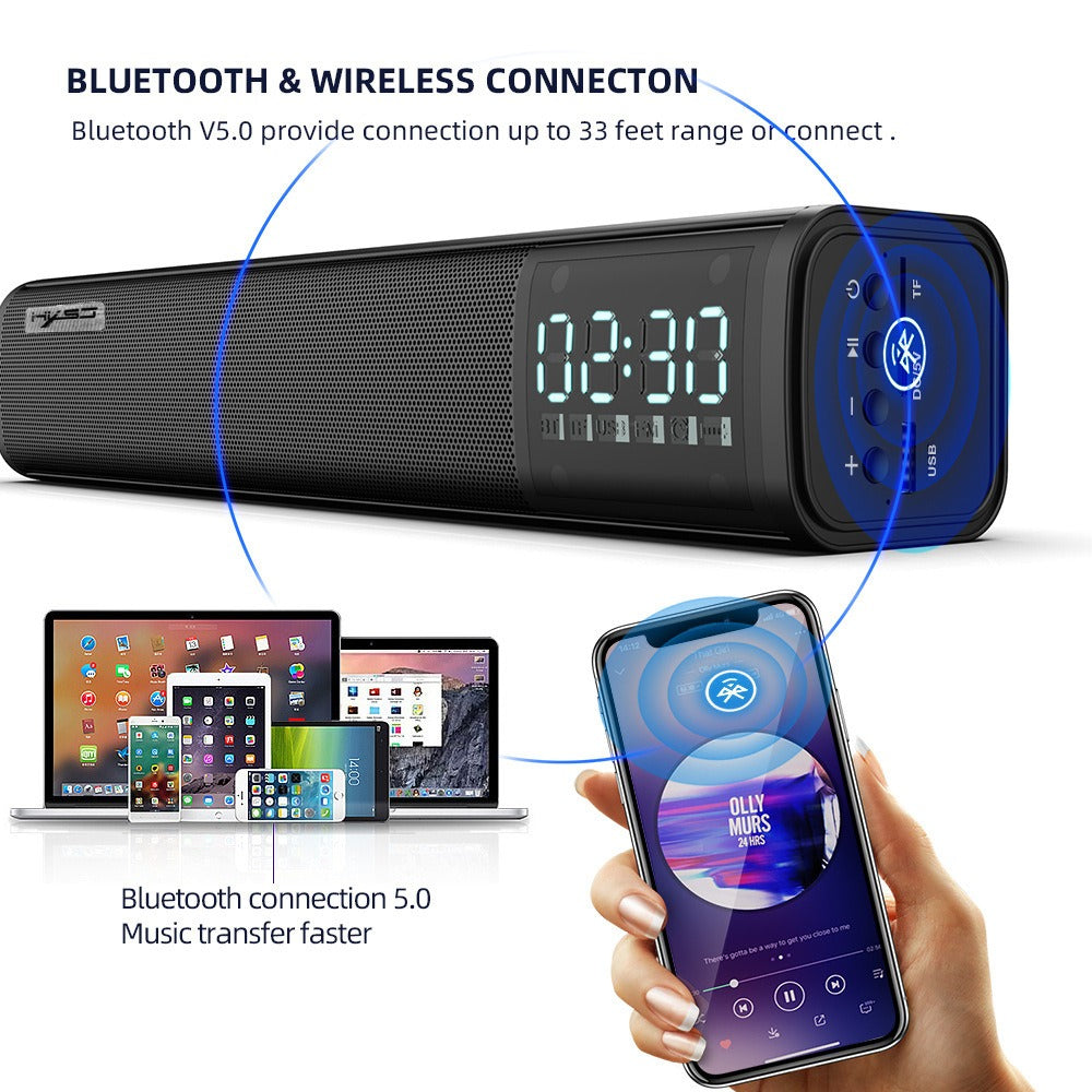 Q2 Bluetooth 5.0 Soundbar Speaker - 10W Wireless Desktop Loudspeaker with 2200mAh Battery