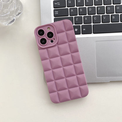 3D Stereo Lattice Puffer Phone Case for iPhone 14 Pro Max - Soft Silicone Geometric Protective Cover