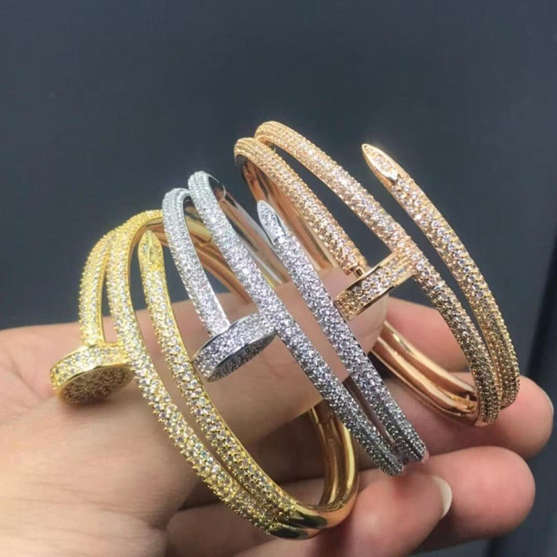 Unisex Fashion Nail Cuff Bracelet in Silver Tone
