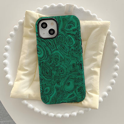 Luxury Green Malachite Marble Pattern Phone Case for iPhone 16 15 14 13 Pro Max - Abstract Stone Hard Cover