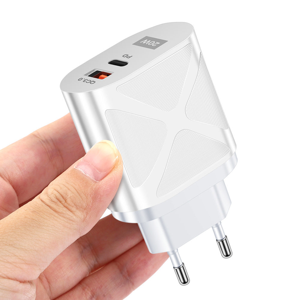 20W PD & QC3.0 Dual-Port Fast Wall Charger - LED Luminous Mobile Phone Charging Head