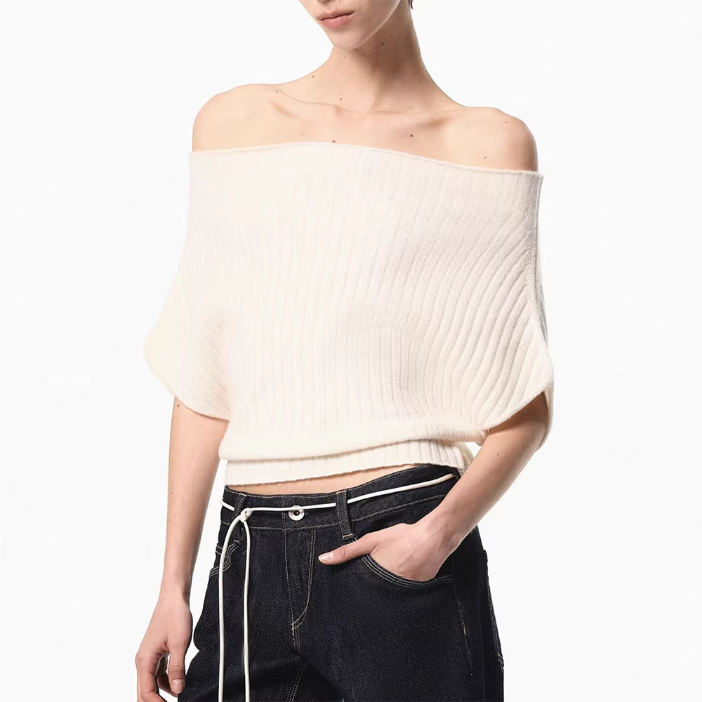 Smart Feel Multi-Way Ribbed Knit Top - Off-Shoulder Casual Loose Shirt