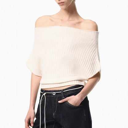 Smart Feel Multi-Way Ribbed Knit Top - Off-Shoulder Casual Loose Shirt