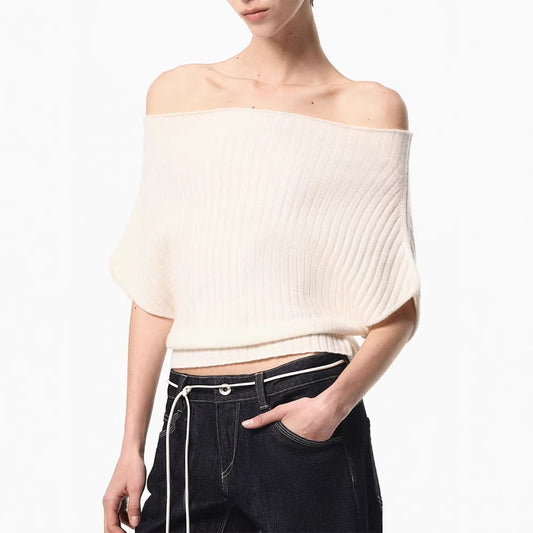 Smart Feel Multi-Way Ribbed Knit Top - Off-Shoulder Casual Loose Shirt