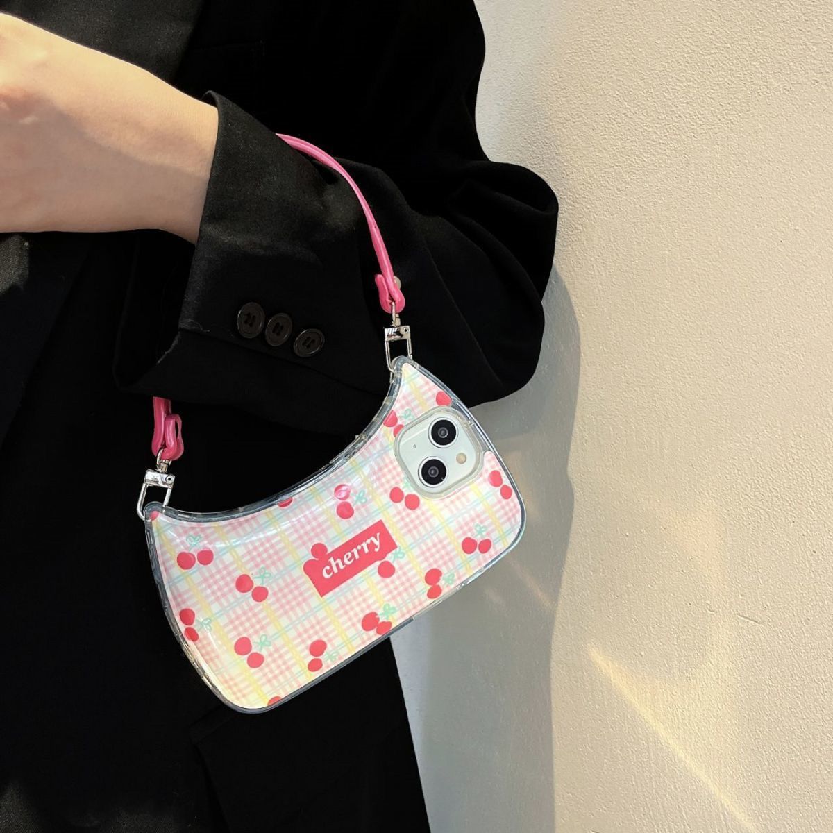 Cute Handbag Style Phone Case with Chain Strap for iPhone 14 13 12 11 Series - Fashion Wristlet Cover