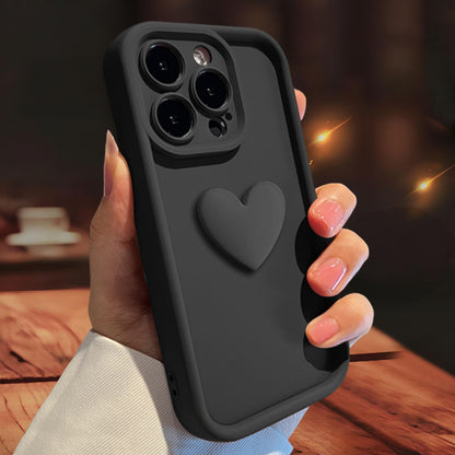 3D Love Heart Skin-Friendly Matte Phone Case for iPhone 16 15 14 13 Series - Full Lens Protection Cover