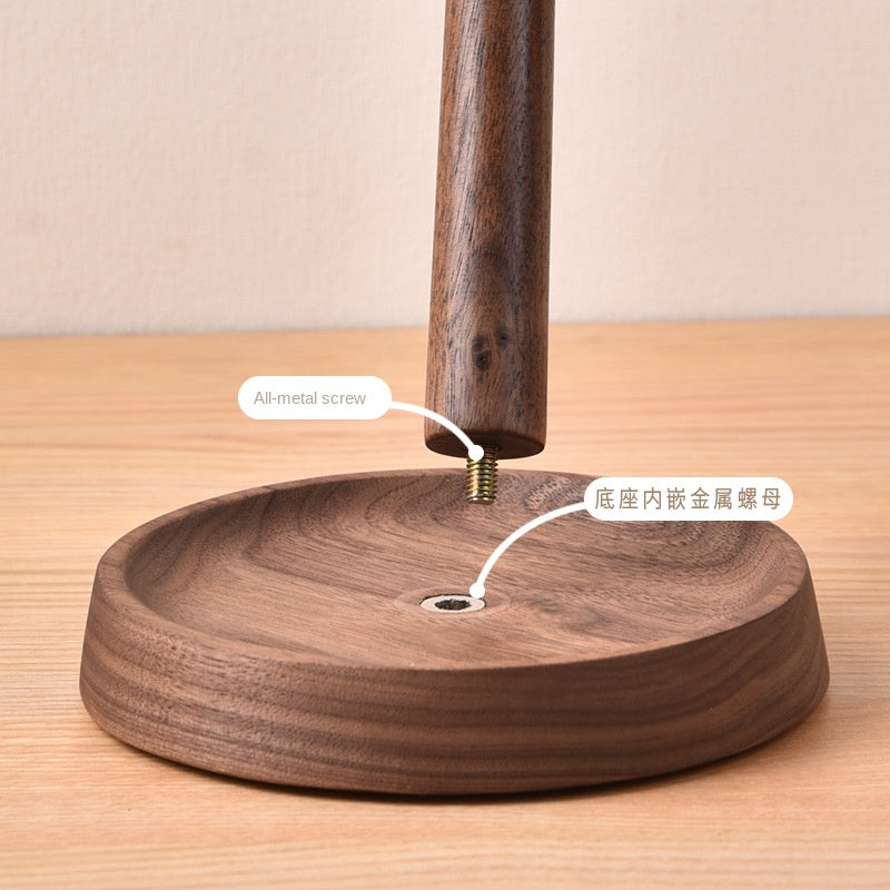Walnut Wooden Headphone Stand - Real Wood Headphone Holder & Desktop Display Rack