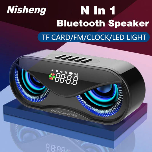 M6 Wireless Bluetooth Speaker - Owl Design LED Alarm Clock Speaker with TF Card Support