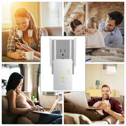 1200Mbps Dual Band WiFi Repeater - 2.4G & 5G Wireless Range Extender & Wi-Fi Signal Amplifier Access Point