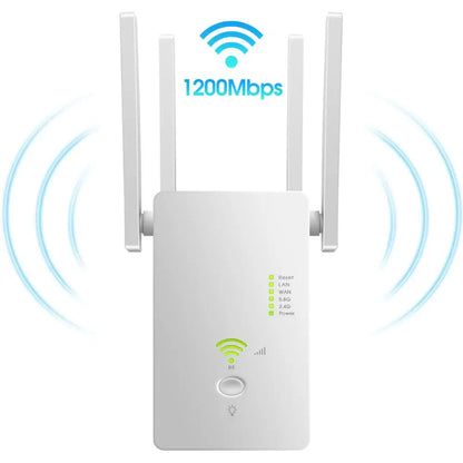 1200Mbps Dual Band WiFi Repeater - 2.4G & 5G Wireless Range Extender & Wi-Fi Signal Amplifier Access Point