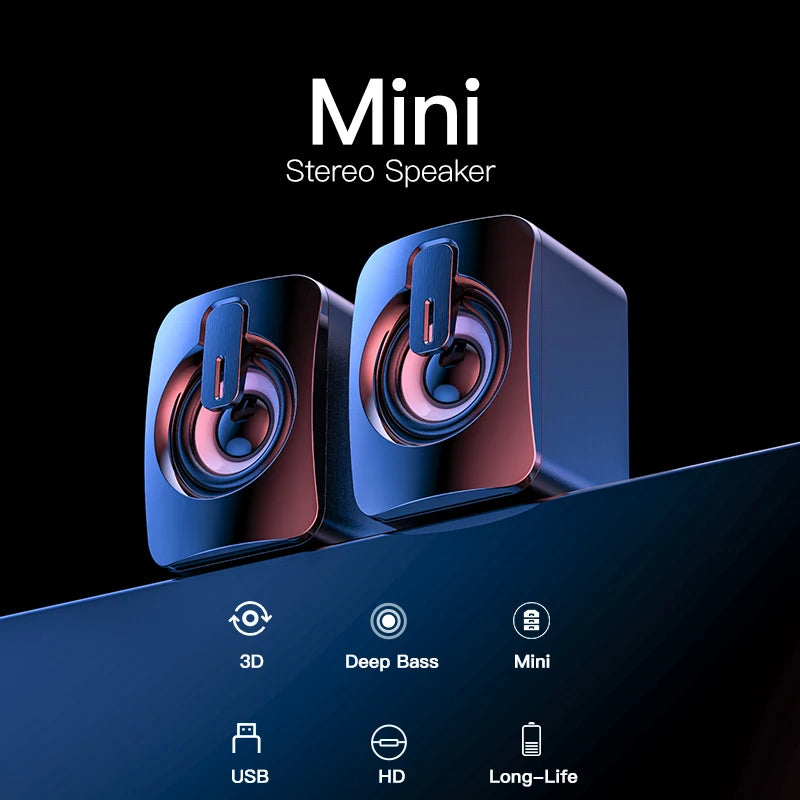 Mini USB Wired Computer Speakers - 3D Stereo Surround Sound Loudspeakers for PC & Laptop