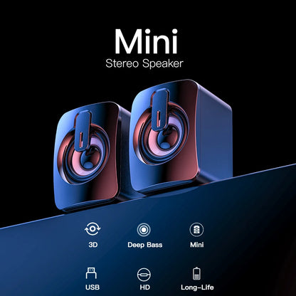 Mini USB Wired Computer Speakers - 3D Stereo Surround Sound Loudspeakers for PC & Laptop