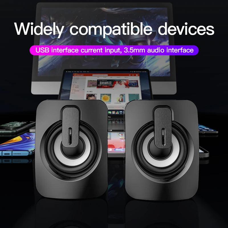 Mini USB Wired Computer Speakers - 3D Stereo Surround Sound Loudspeakers for PC & Laptop