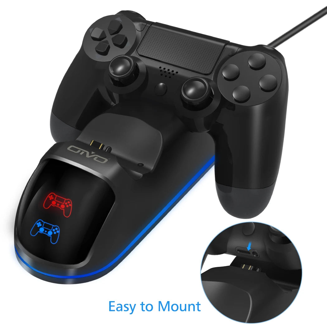 OIVO Fast PS4 Controller Charging Dock Station - Dual Charger Stand with Status Display Screen for PS4 / Slim / Pro