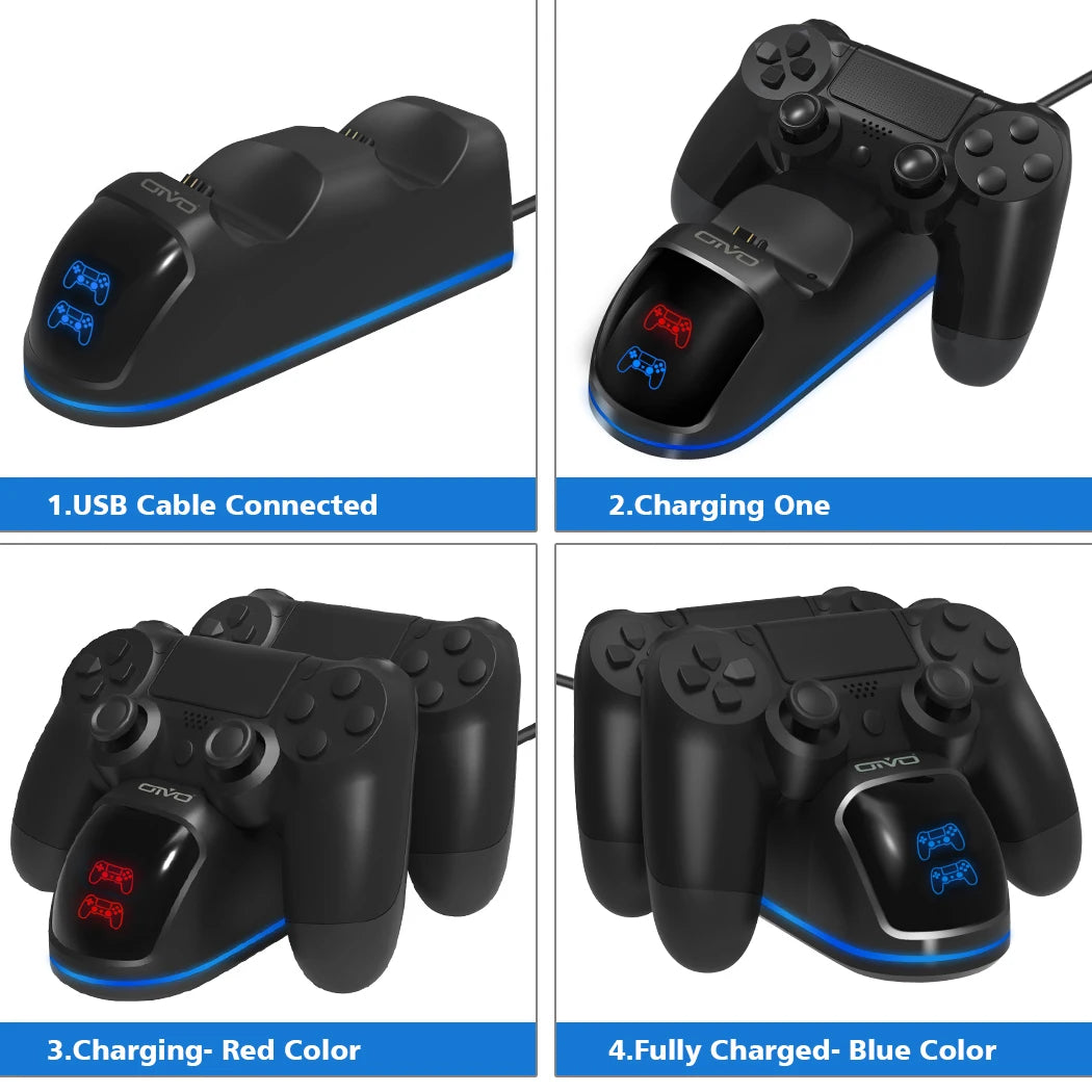 OIVO Fast PS4 Controller Charging Dock Station - Dual Charger Stand with Status Display Screen for PS4 / Slim / Pro