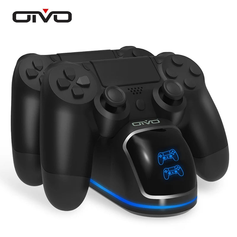 OIVO Fast PS4 Controller Charging Dock Station - Dual Charger Stand with Status Display Screen for PS4 / Slim / Pro