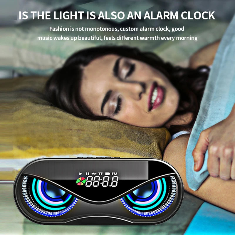 M6 Wireless Bluetooth Speaker - Owl Design LED Alarm Clock Speaker with TF Card Support